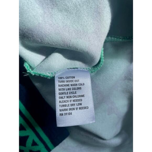 Crown & Ivy Women's Size Large 100% Cotton Top 3/4 Sleeves V-Neck Green & Navy‎ - Picture 5 of 5